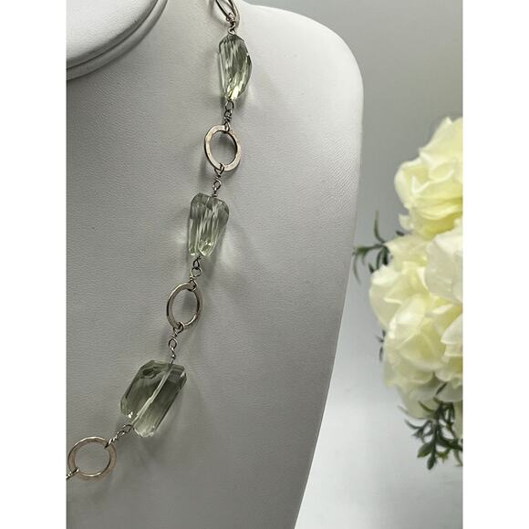 Vintage 925 Sterling Silver Natural Aquamarine Necklace 18" 41g March Birthstone - Picture 3 of 10